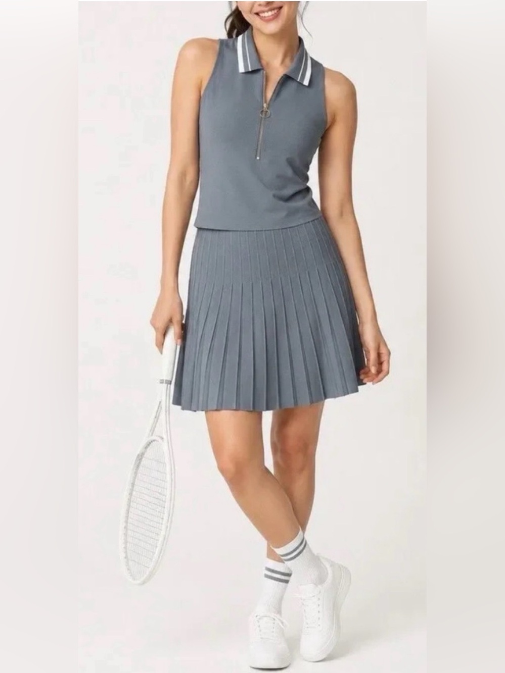 A New Day: Sage Green Pleated Knit Preppy Tennis Dress 🎾 (size Medium)